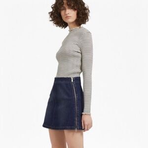 FRENCH CONNECTION DENIM MINI SKIRT WITH ZIP DETAIL
